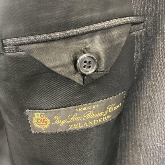 Victor International Loro Piana Zelander Wool Blazer Mens 46R Gray Blue Plaid - Picture 7 of 16